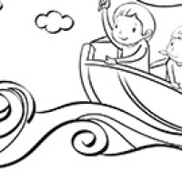 Omaľovánka - Deti na loďke Omaľovánka - Deti na loďke